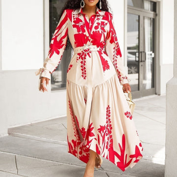 Woochic robe cocktail grande taille avec motif floral-blanc et rouge blanc S